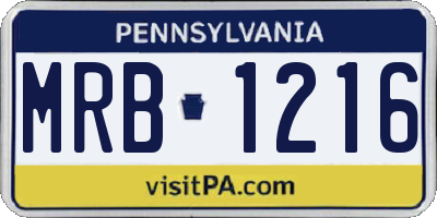 PA license plate MRB1216