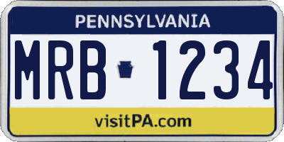 PA license plate MRB1234