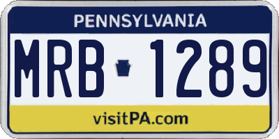 PA license plate MRB1289