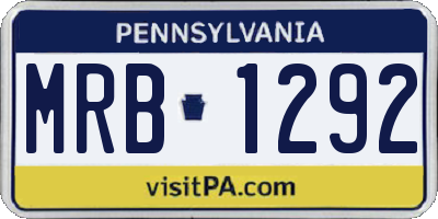 PA license plate MRB1292