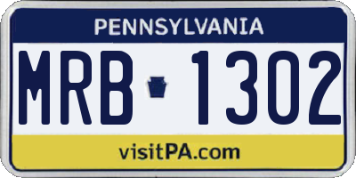 PA license plate MRB1302
