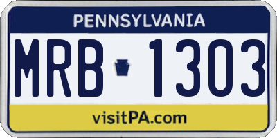 PA license plate MRB1303