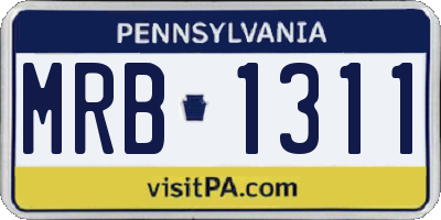 PA license plate MRB1311