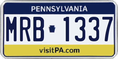 PA license plate MRB1337