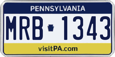 PA license plate MRB1343