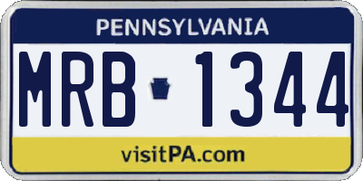 PA license plate MRB1344