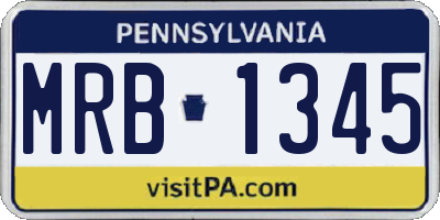 PA license plate MRB1345