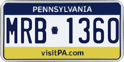 PA license plate MRB1360