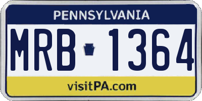 PA license plate MRB1364