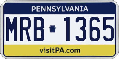 PA license plate MRB1365