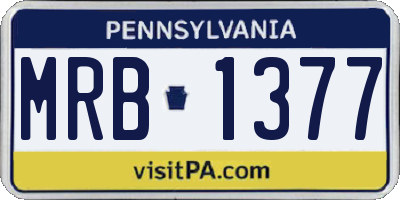 PA license plate MRB1377