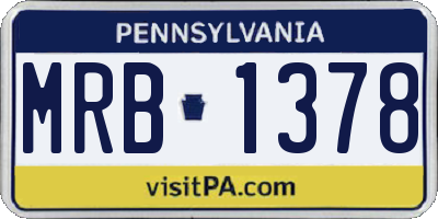 PA license plate MRB1378