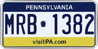 PA license plate MRB1382