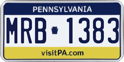 PA license plate MRB1383
