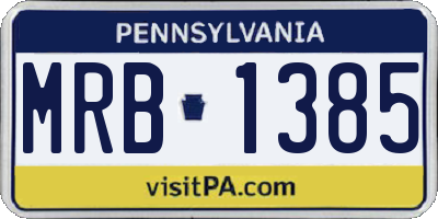 PA license plate MRB1385