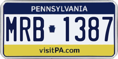 PA license plate MRB1387