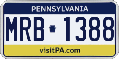 PA license plate MRB1388