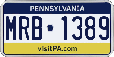 PA license plate MRB1389