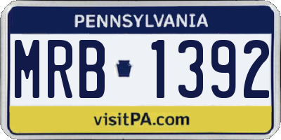 PA license plate MRB1392