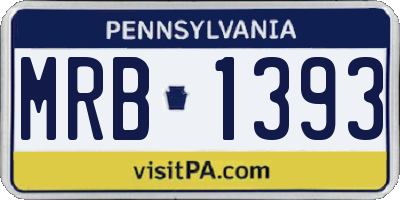 PA license plate MRB1393