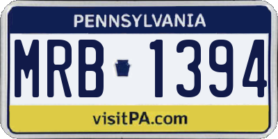 PA license plate MRB1394