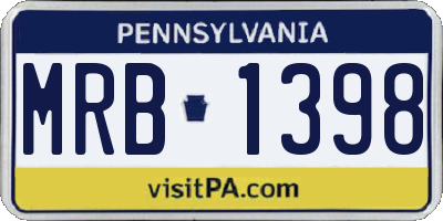 PA license plate MRB1398