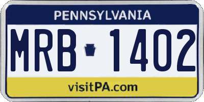 PA license plate MRB1402