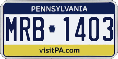 PA license plate MRB1403