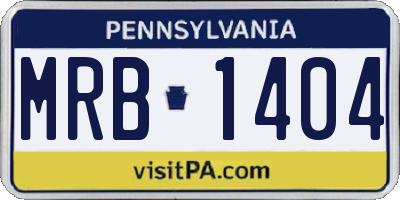 PA license plate MRB1404