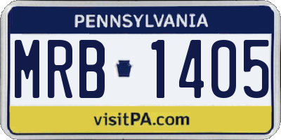 PA license plate MRB1405