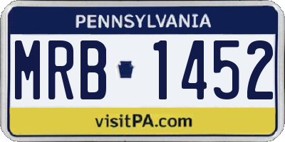 PA license plate MRB1452
