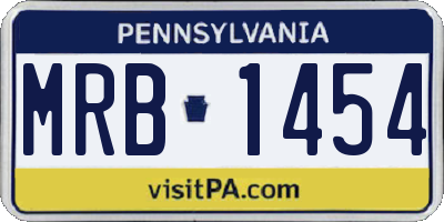 PA license plate MRB1454