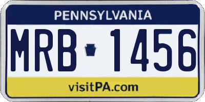 PA license plate MRB1456