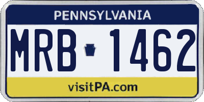 PA license plate MRB1462