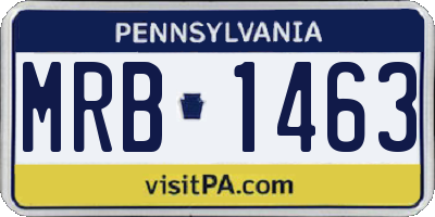 PA license plate MRB1463