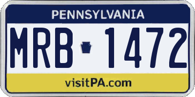 PA license plate MRB1472