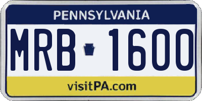 PA license plate MRB1600