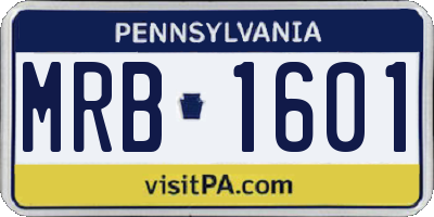 PA license plate MRB1601