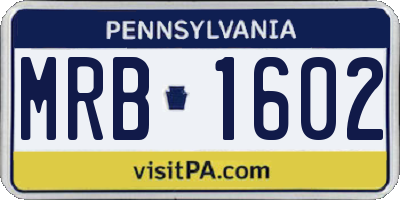 PA license plate MRB1602