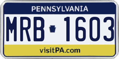 PA license plate MRB1603