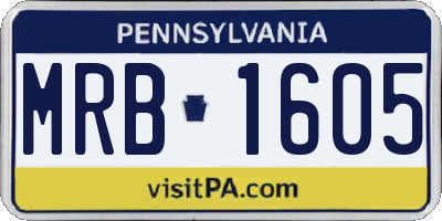PA license plate MRB1605