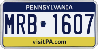 PA license plate MRB1607