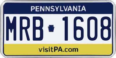 PA license plate MRB1608