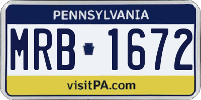 PA license plate MRB1672