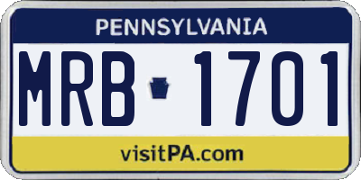 PA license plate MRB1701