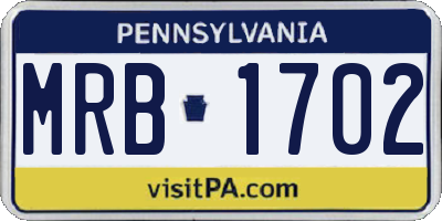 PA license plate MRB1702