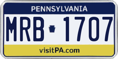 PA license plate MRB1707