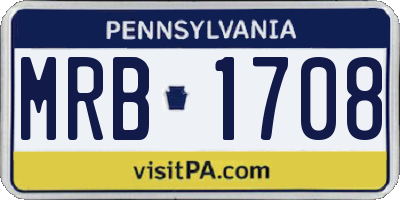 PA license plate MRB1708