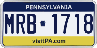 PA license plate MRB1718