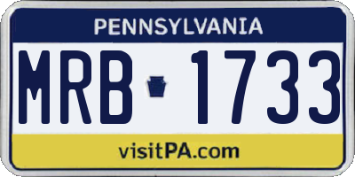 PA license plate MRB1733